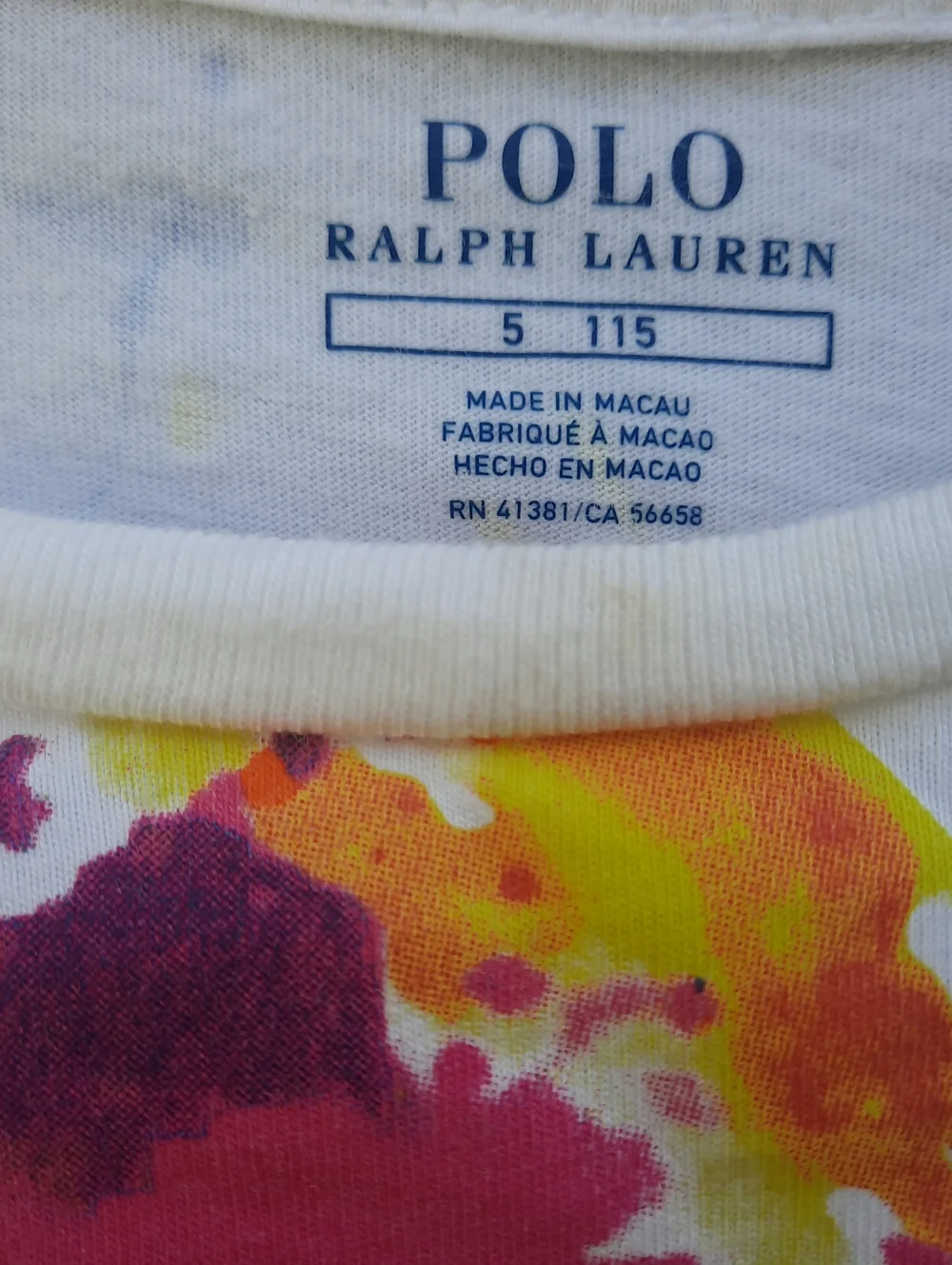 Polo Ralph Lauren Girl's Paint Splatter Spellout Artsy T-Shirt Dress Size 5 - Picture 7 of 7